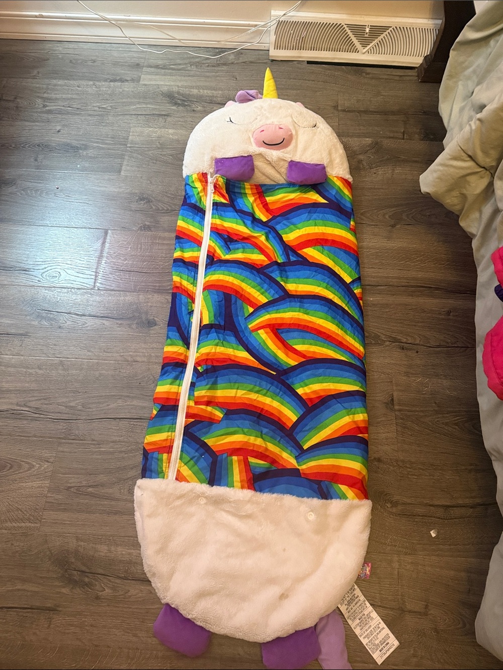 Unbranded Purple-Accented White Unicorn sleeping bag